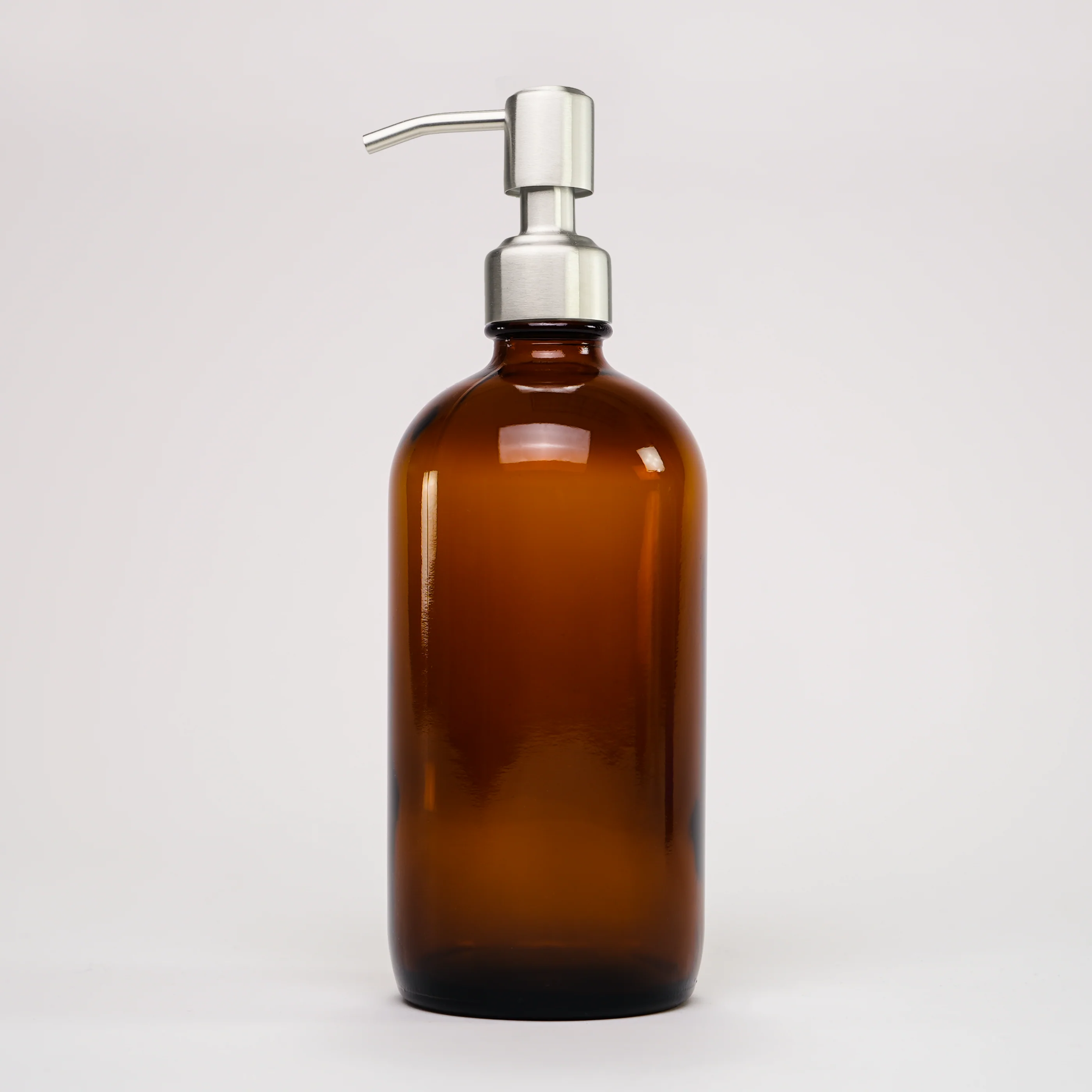 Amber Glass Keeper Bottle | 16 oz | Stainless Steel Pump