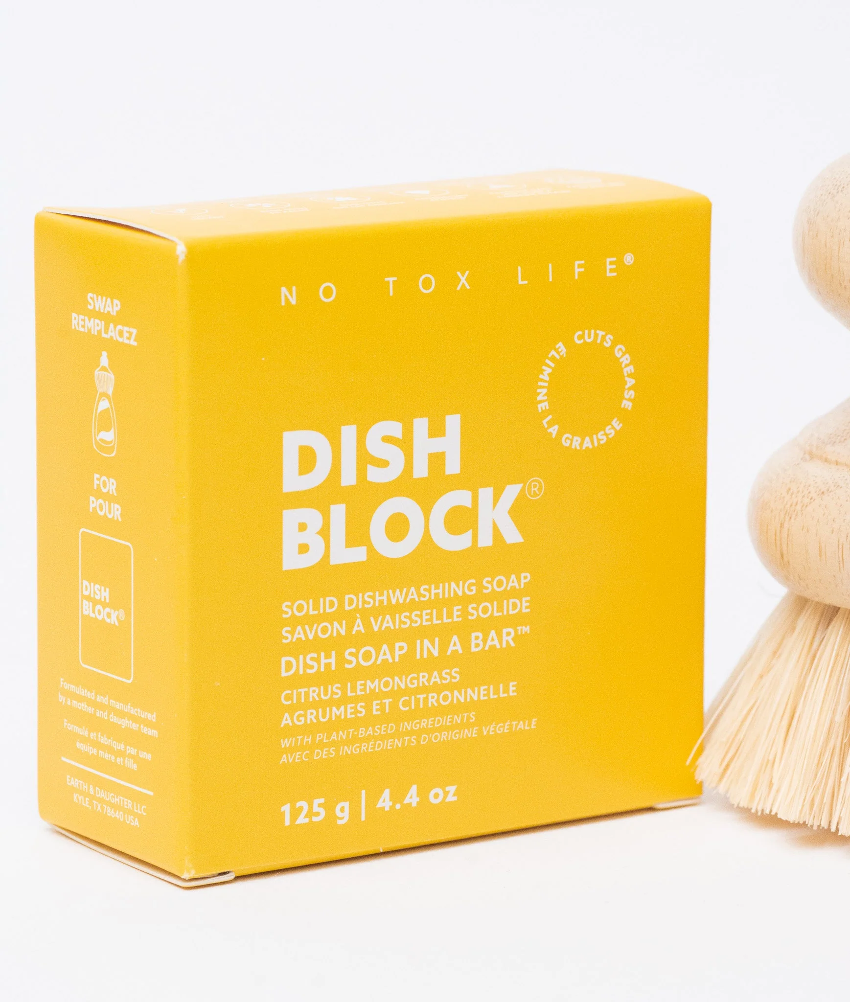 DISH BLOCKĀ® solid dish soap - 4.4 oz (125g) bar - Citrus Lemongrass - No Tox LifeĀ® - Image 3