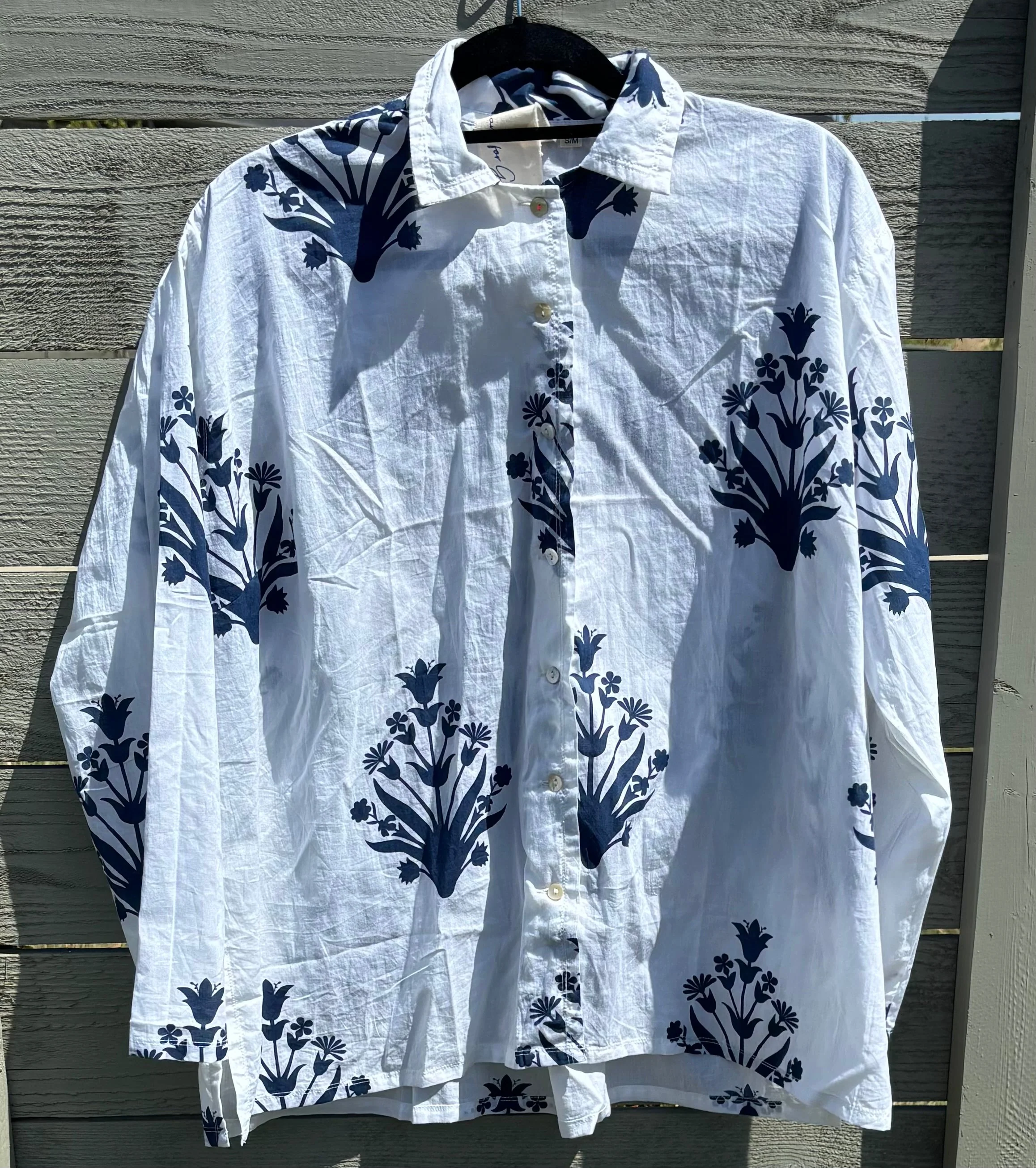 Relaxed Boyfriend Shirt - Cameo Floral True Navy